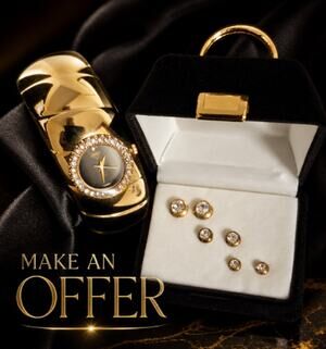 VTG Park Lane Watch Bracelet 3 Piece Earring Set Crystal Needs Battery NEW